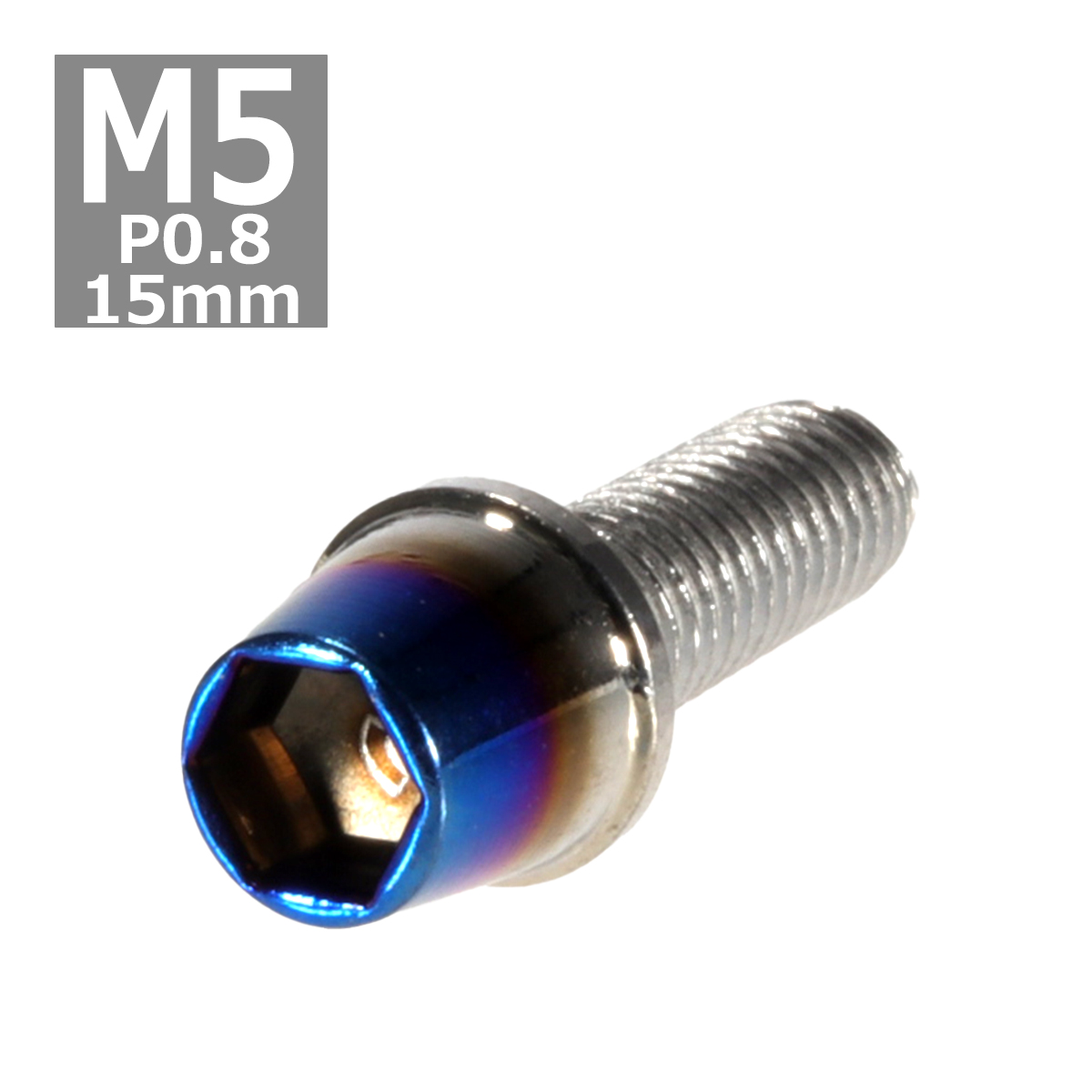 キャップボルト M5×15mm P0.8 テーパー ステンレス シルバー＆焼きチタンカラー 1個 TB0596 | ブランド登録なし