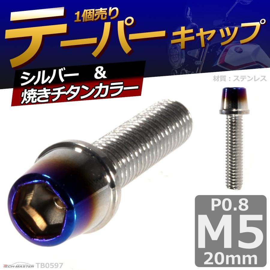 キャップボルト M5×20mm P0.8 テーパー ステンレス シルバー＆焼きチタンカラー 1個 TB0597 | ブランド登録なし | 01