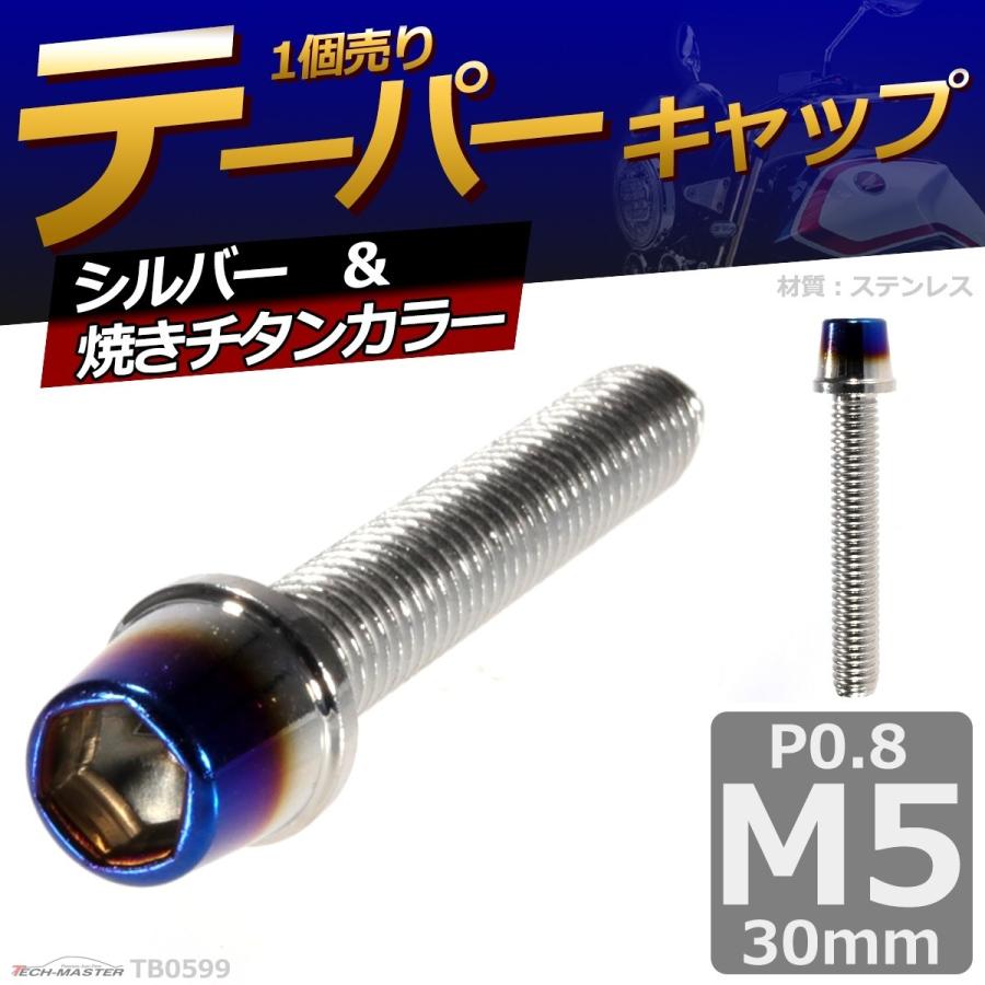 キャップボルト M5×30mm P0.8 テーパー ステンレス シルバー＆焼きチタンカラー 1個 TB0599 | ブランド登録なし | 01