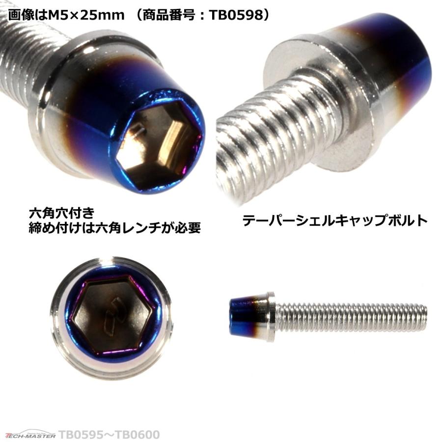 キャップボルト M5×30mm P0.8 テーパー ステンレス シルバー＆焼きチタンカラー 1個 TB0599 | ブランド登録なし | 02