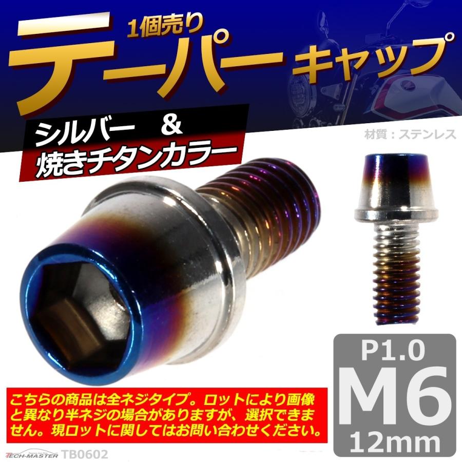 キャップボルト M6×12mm P1.0 テーパー ステンレス シルバー＆焼きチタンカラー 1個 TB0602 | ブランド登録なし | 01