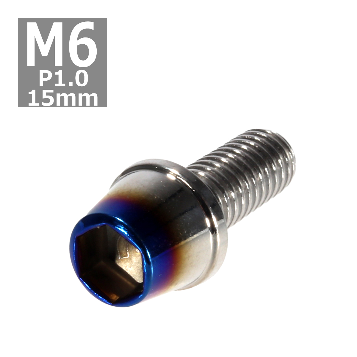 キャップボルト M6×15mm P1.0 テーパー ステンレス シルバー＆焼きチタンカラー 1個 TB0603