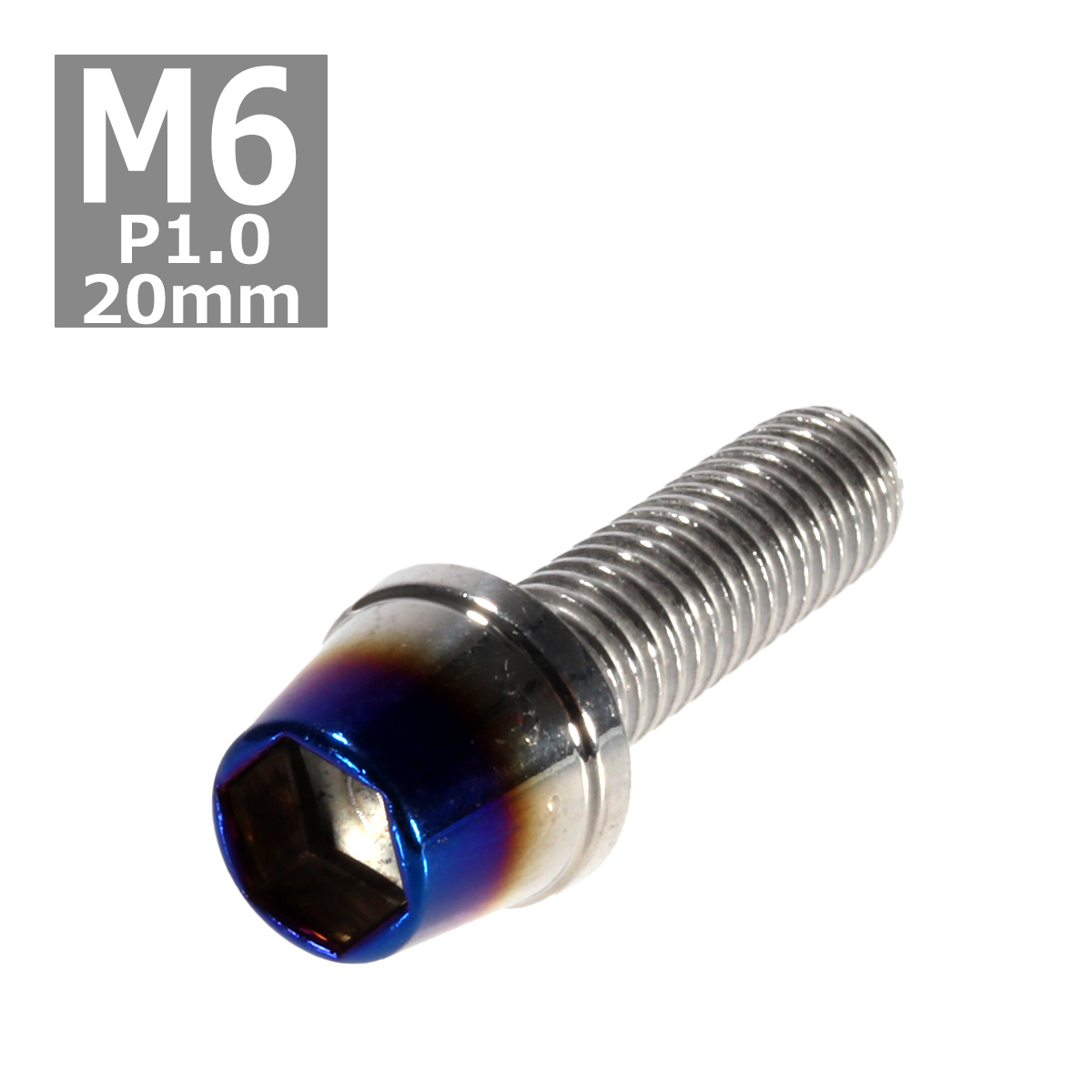 キャップボルト M6×20mm P1.0 テーパー ステンレス シルバー＆焼きチタンカラー 1個 TB0604