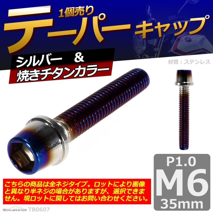 キャップボルト M6×35mm P1.0 テーパー ステンレス シルバー＆焼きチタンカラー 1個 TB0607 | ブランド登録なし | 01