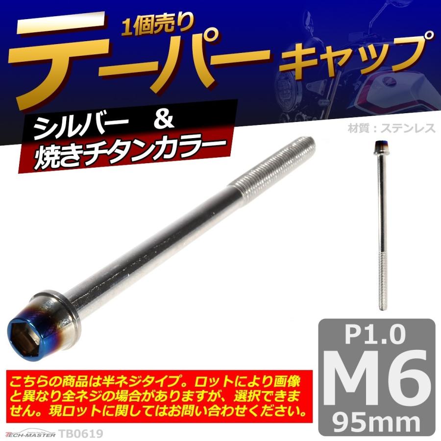 キャップボルト M6×95mm P1.0 テーパー ステンレス シルバー＆焼きチタンカラー 1個 TB0619 | ブランド登録なし | 01