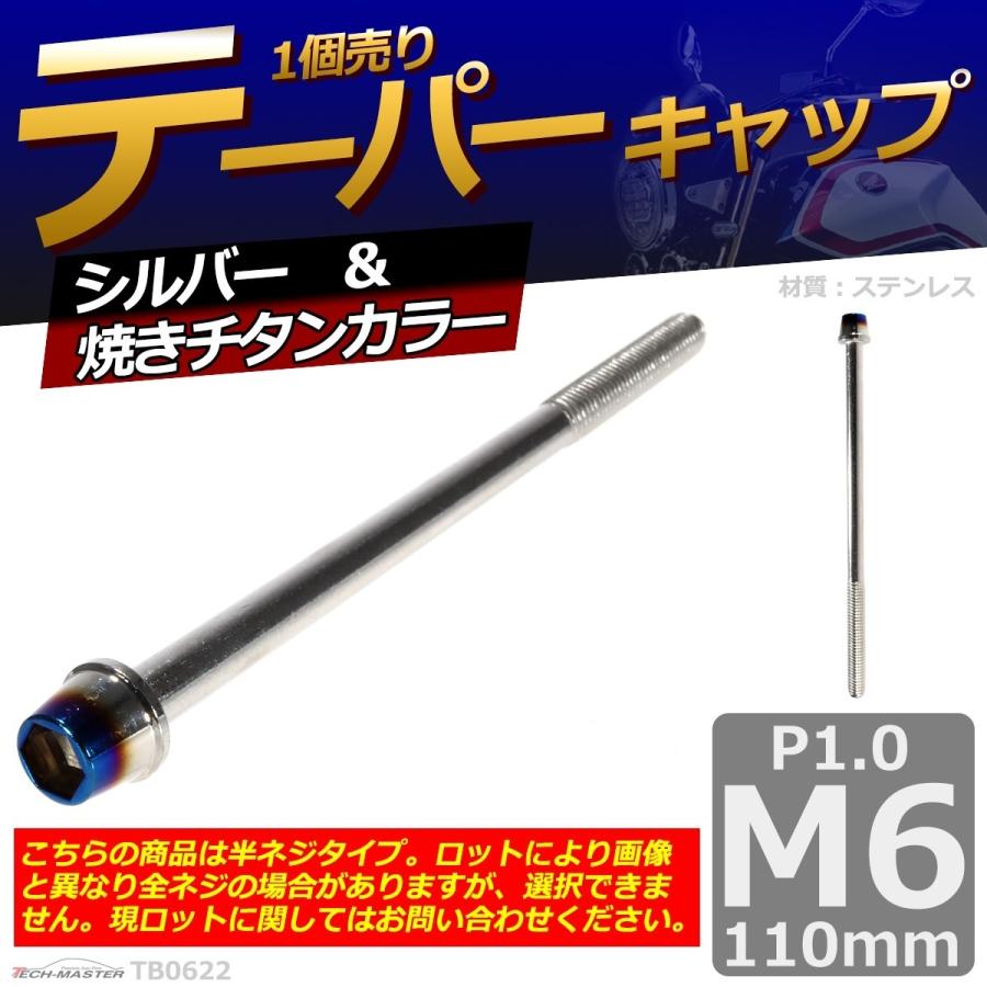 キャップボルト M6×110mm P1.0 テーパー ステンレス シルバー＆焼きチタンカラー 1個 TB0622 | ブランド登録なし | 01