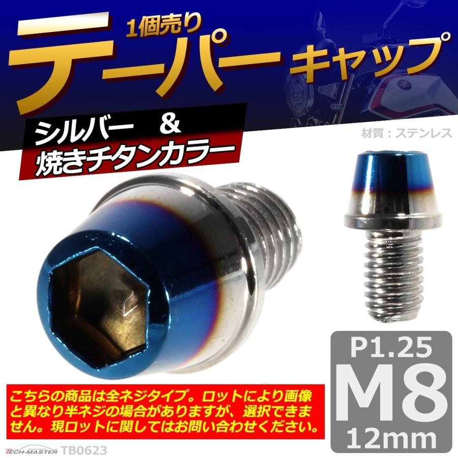 キャップボルト M8×12mm P1.25 テーパー ステンレス シルバー＆焼きチタンカラー 1個 TB0623 | ブランド登録なし | 01