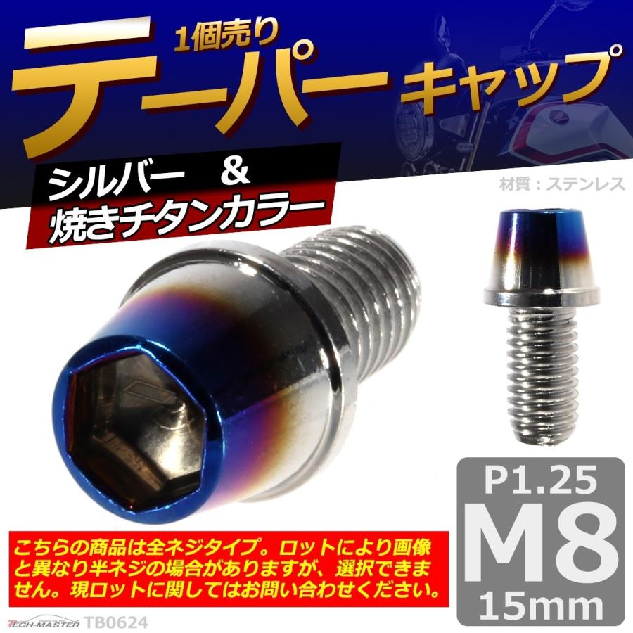 キャップボルト M8×15mm P1.25 テーパー ステンレス シルバー＆焼きチタンカラー 1個 TB0624 | ブランド登録なし | 01