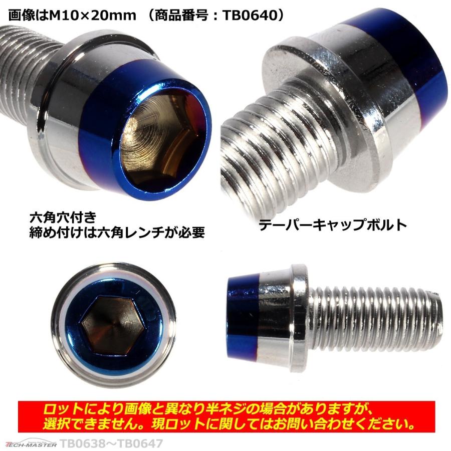 キャップボルト M10×15mm P1.25 テーパー ステンレス シルバー＆焼きチタンカラー 1個 TB0639 | ブランド登録なし | 02