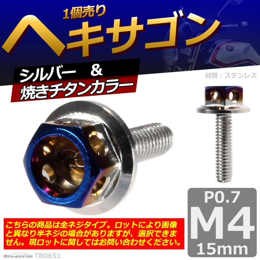 六角ボルト M4×15mm P0.7 ヘキサゴン ステンレス シルバー＆焼きチタンカラー 1個 TB0651 | ブランド登録なし | 01