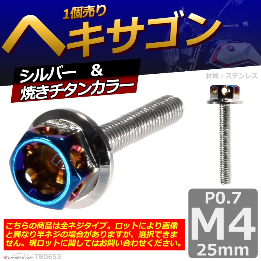 六角ボルト M4×25mm P0.7 ヘキサゴン ステンレス シルバー＆焼きチタンカラー 1個 TB0653 | ブランド登録なし | 01