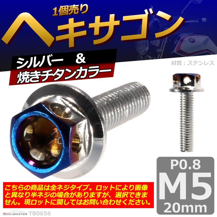 六角ボルト M5×20mm P0.8 ヘキサゴン ステンレス シルバー＆焼きチタンカラー 1個 TB0656 | ブランド登録なし | 01
