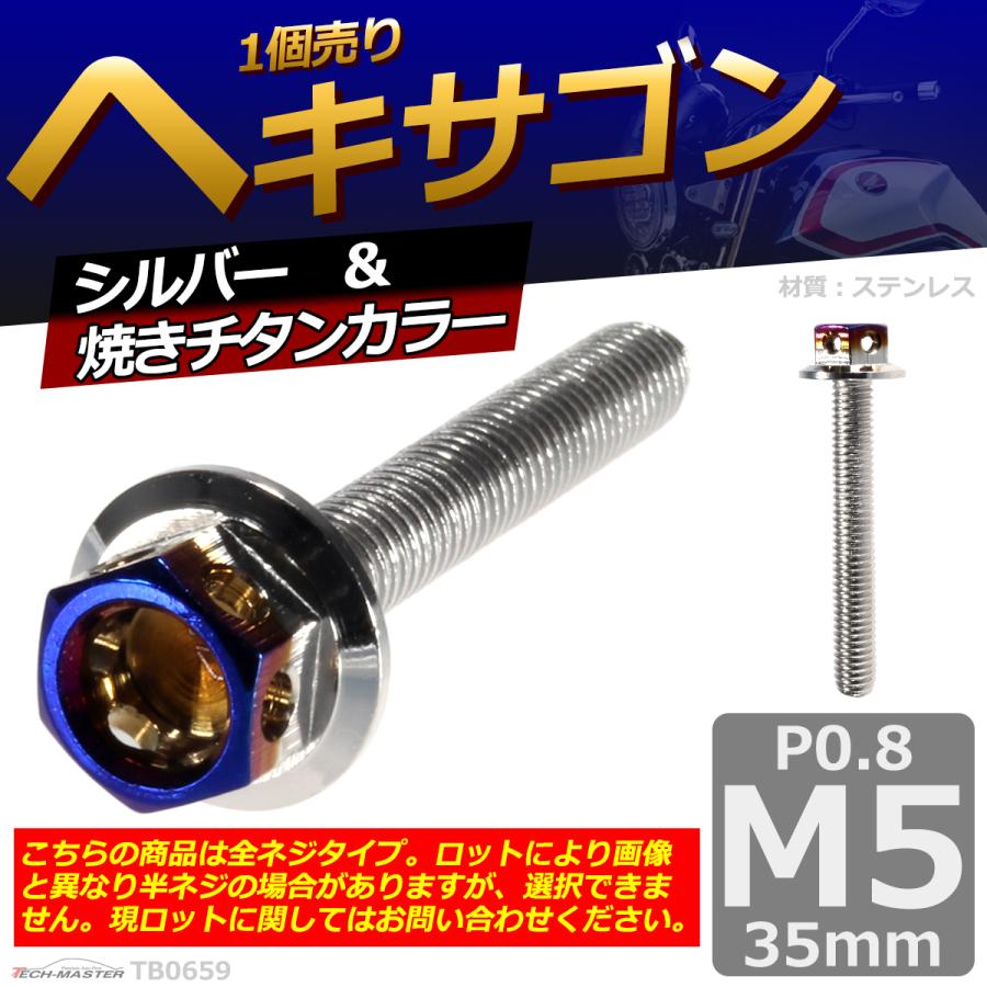 六角ボルト M5×35mm P0.8 ヘキサゴン ステンレス シルバー＆焼きチタンカラー 1個 TB0659 | ブランド登録なし | 01