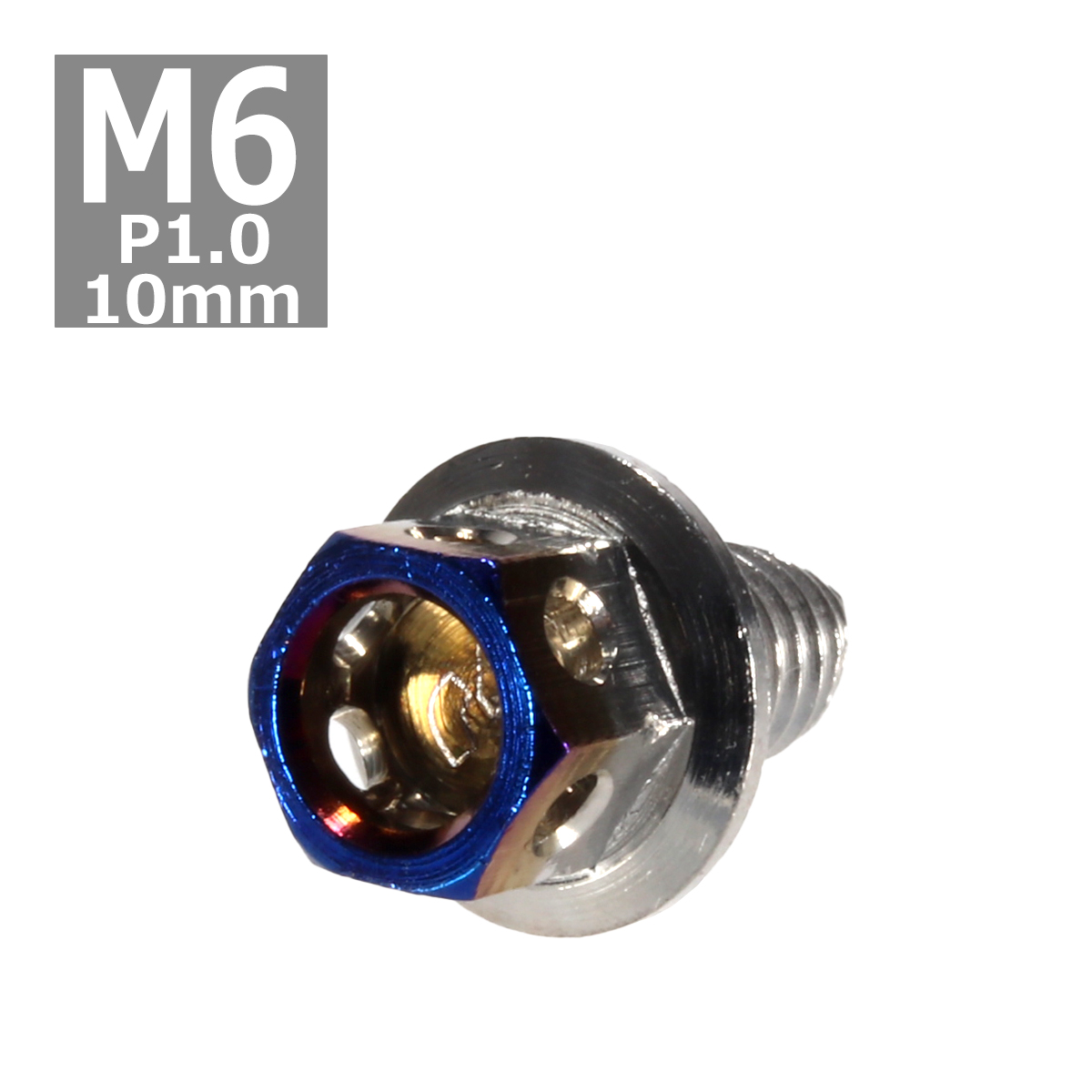 六角ボルト M6×10mm P1.0 ヘキサゴン ステンレス シルバー＆焼きチタンカラー 1個 TB0660 | ブランド登録なし