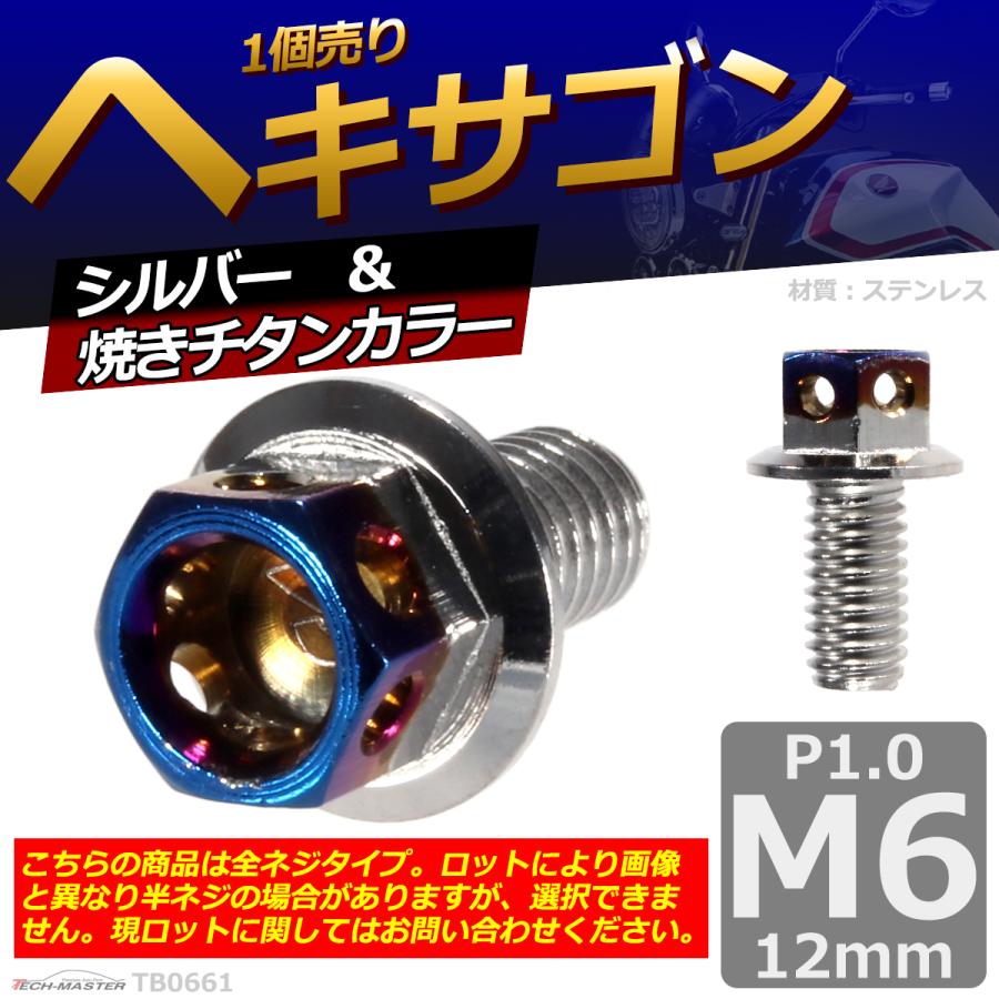 六角ボルト M6×12mm P1.0 ヘキサゴン ステンレス シルバー＆焼きチタンカラー 1個 TB0661 | ブランド登録なし | 01