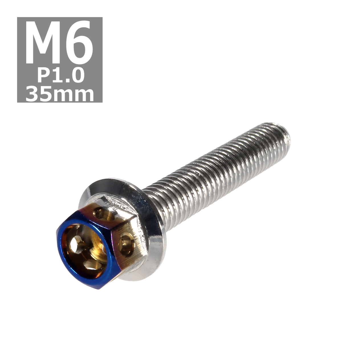 六角ボルト M6×35mm P1.0 ヘキサゴン ステンレス シルバー＆焼きチタンカラー 1個 TB0666 | ブランド登録なし