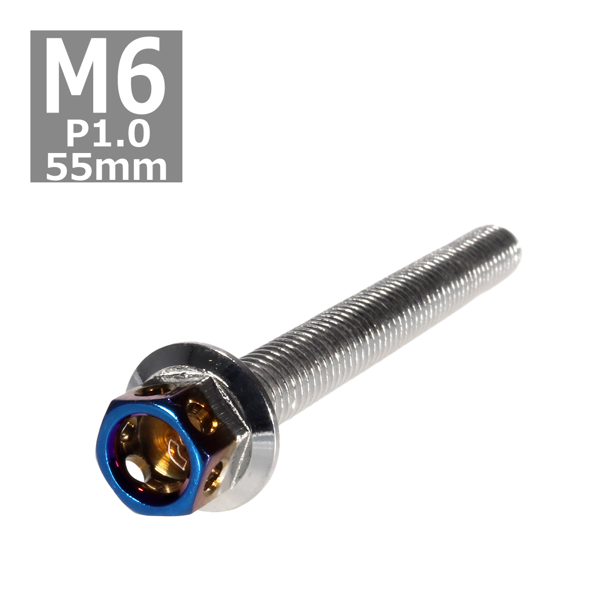 六角ボルト M6×55mm P1.0 ヘキサゴン ステンレス シルバー＆焼きチタンカラー 1個 TB0670 | ブランド登録なし