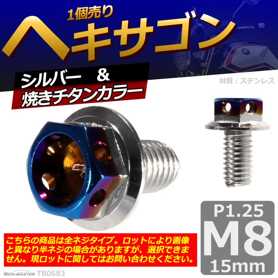 六角ボルト M8×15mm P1.25 ヘキサゴン ステンレス シルバー＆焼きチタンカラー 1個 TB0683 | ブランド登録なし | 01