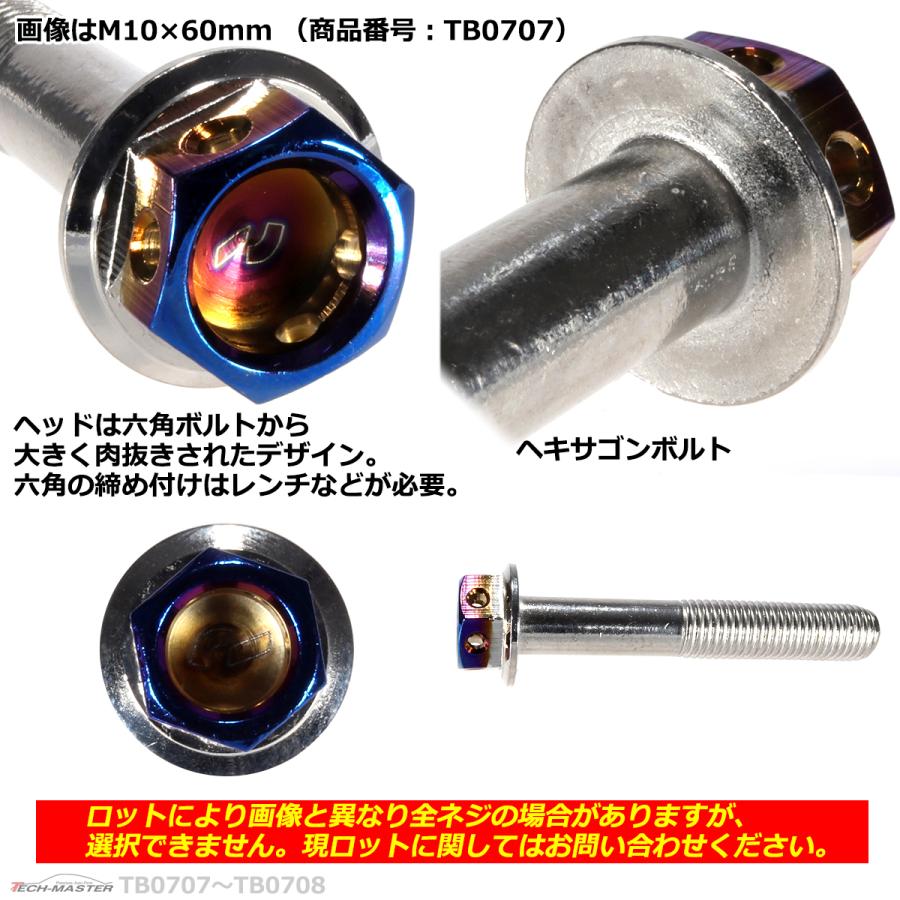 六角ボルト M10×65mm P1.25 ヘキサゴン ステンレス シルバー＆焼きチタンカラー 1個 TB0708 | ブランド登録なし | 02