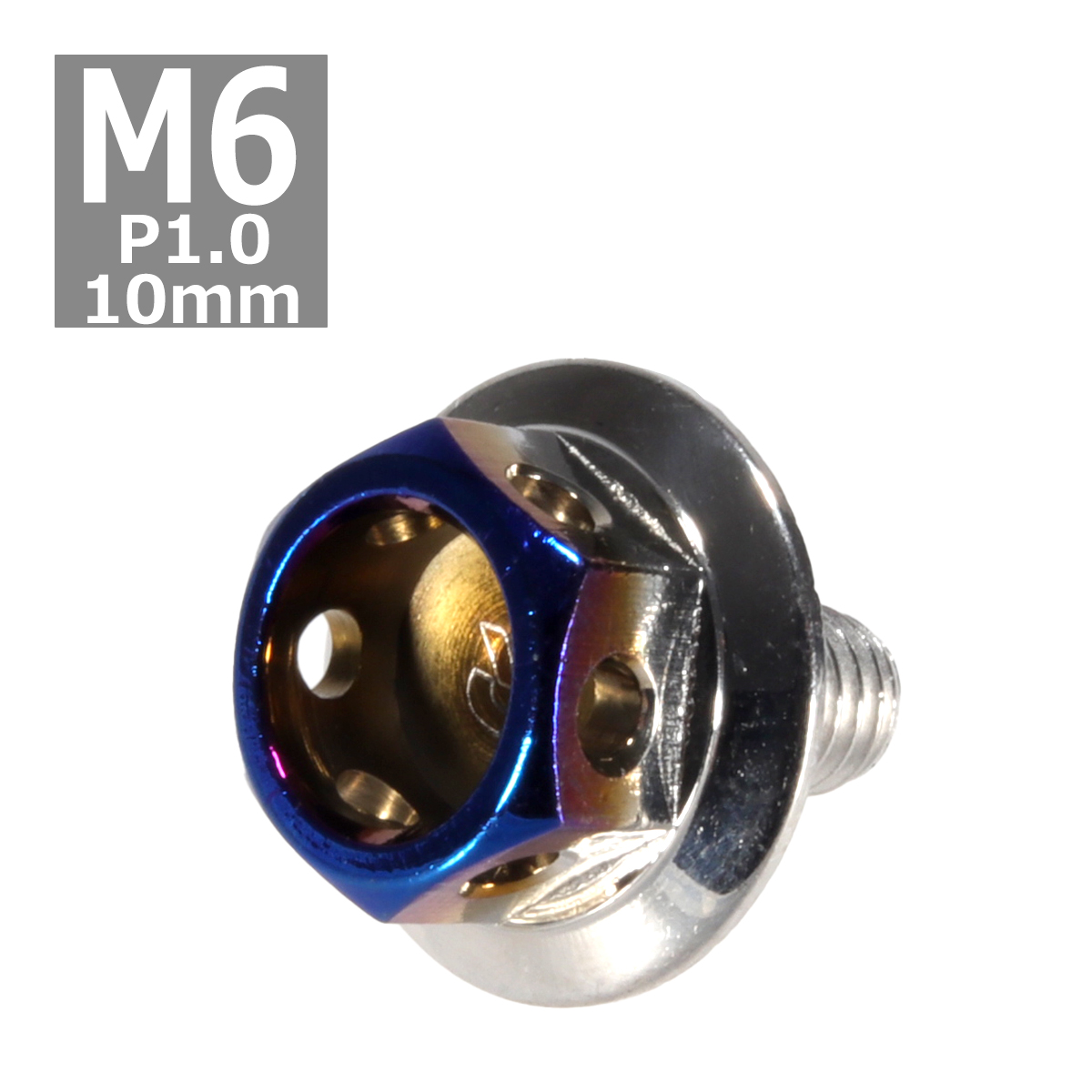 六角ボルト M6×10mm P1.0 ヘキサゴン ワイド ステンレス シルバー＆焼きチタンカラー 1個 TB0709 | ブランド登録なし