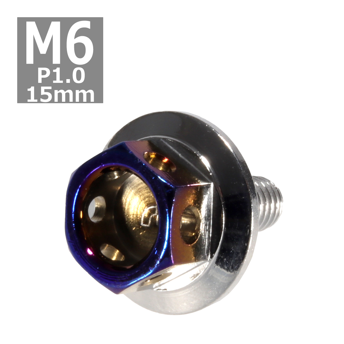六角ボルト M6×15mm P1.0 ヘキサゴン ワイド ステンレス シルバー＆焼きチタンカラー 1個 TB0711 | ブランド登録なし