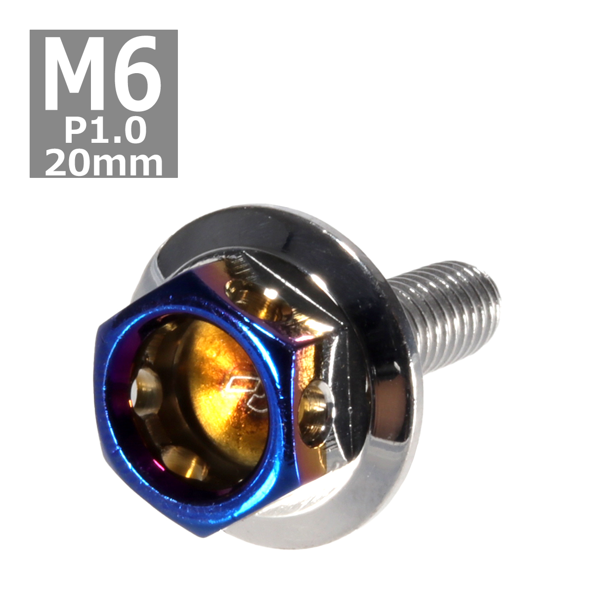 六角ボルト M6×20mm P1.0 ヘキサゴン ワイド ステンレス シルバー＆焼きチタンカラー 1個 TB0712