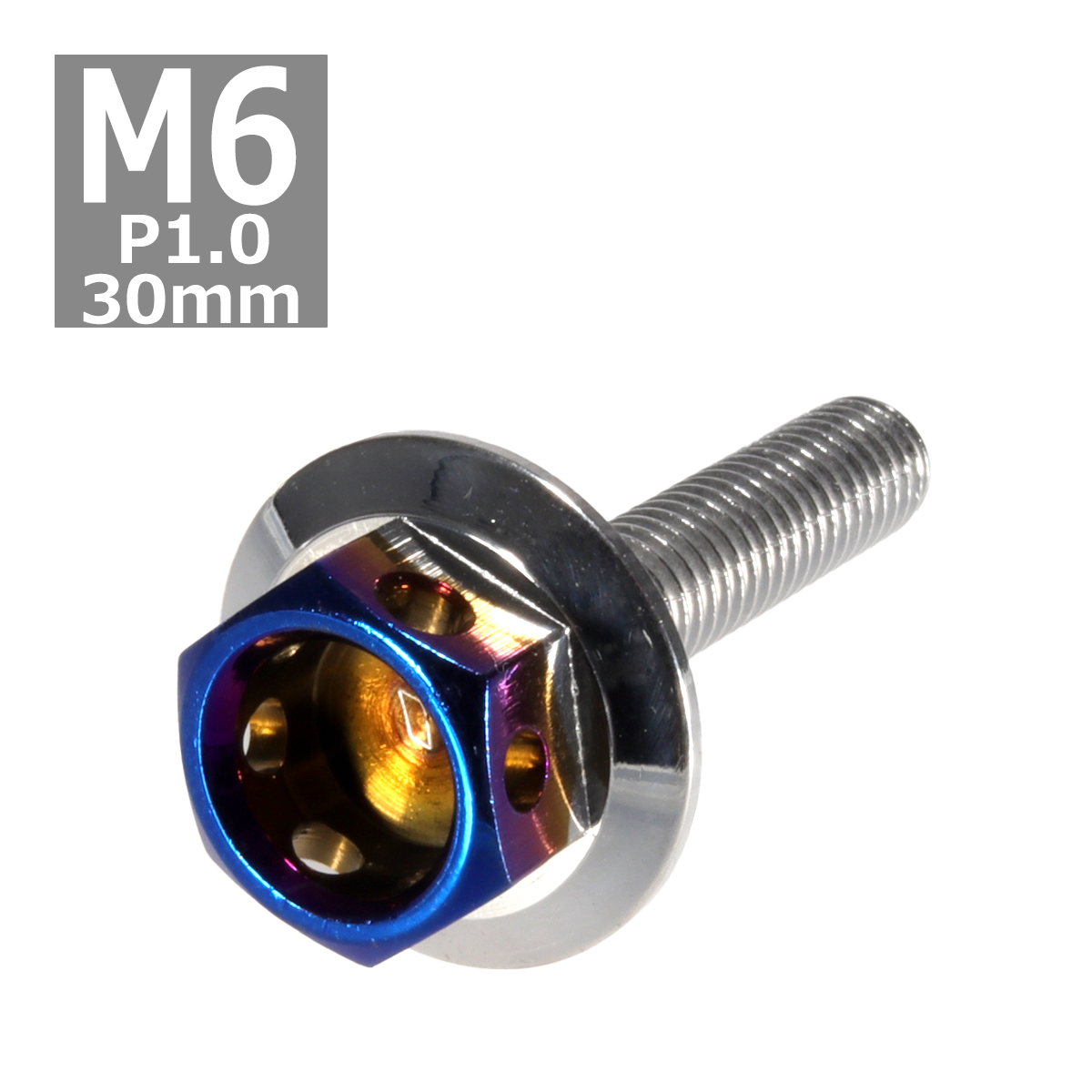 六角ボルト M6×30mm P1.0 ヘキサゴン ワイド ステンレス シルバー＆焼きチタンカラー 1個 TB0713 | ブランド登録なし