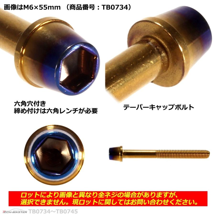 キャップボルト M6×80mm P1.0 テーパー ステンレス ゴールド＆焼きチタンカラー 1個 TB0739 | ブランド登録なし | 02