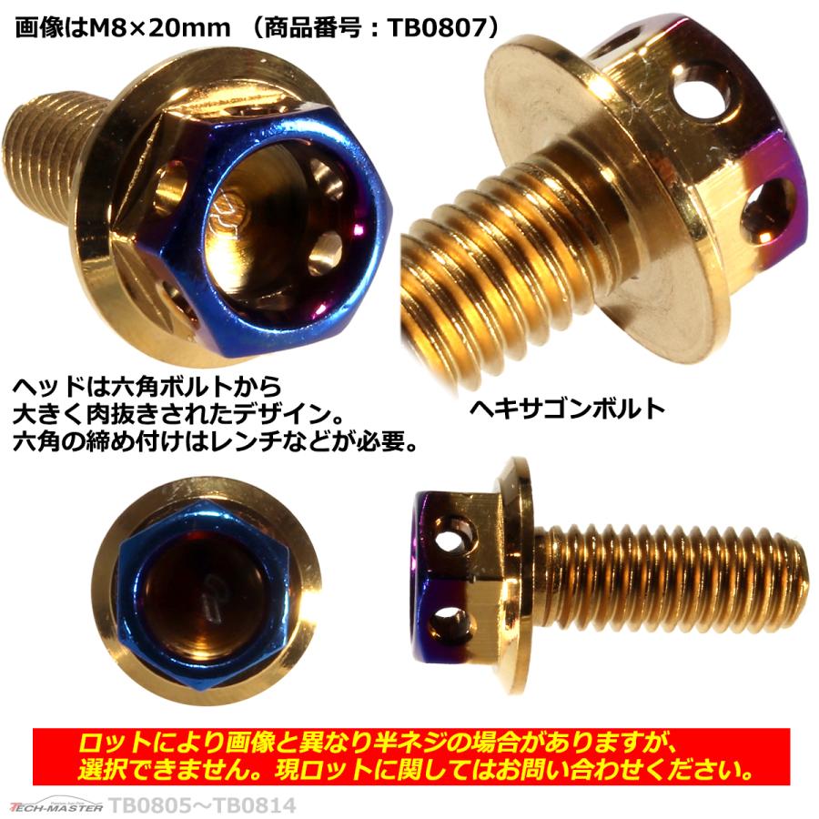 六角ボルト M8×25mm P1.25 ヘキサゴン ステンレス ゴールド＆焼きチタンカラー 1個 TB0808 | ブランド登録なし | 02