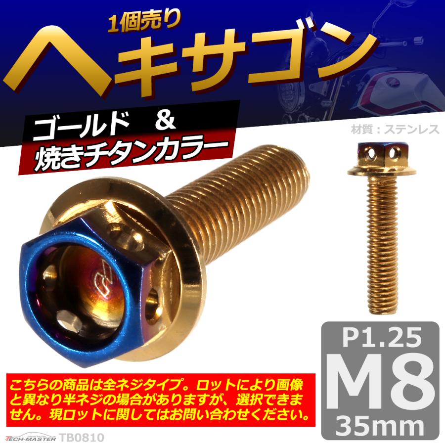 六角ボルト M8×35mm P1.25 ヘキサゴン ステンレス ゴールド＆焼きチタンカラー 1個 TB0810 | ブランド登録なし | 01
