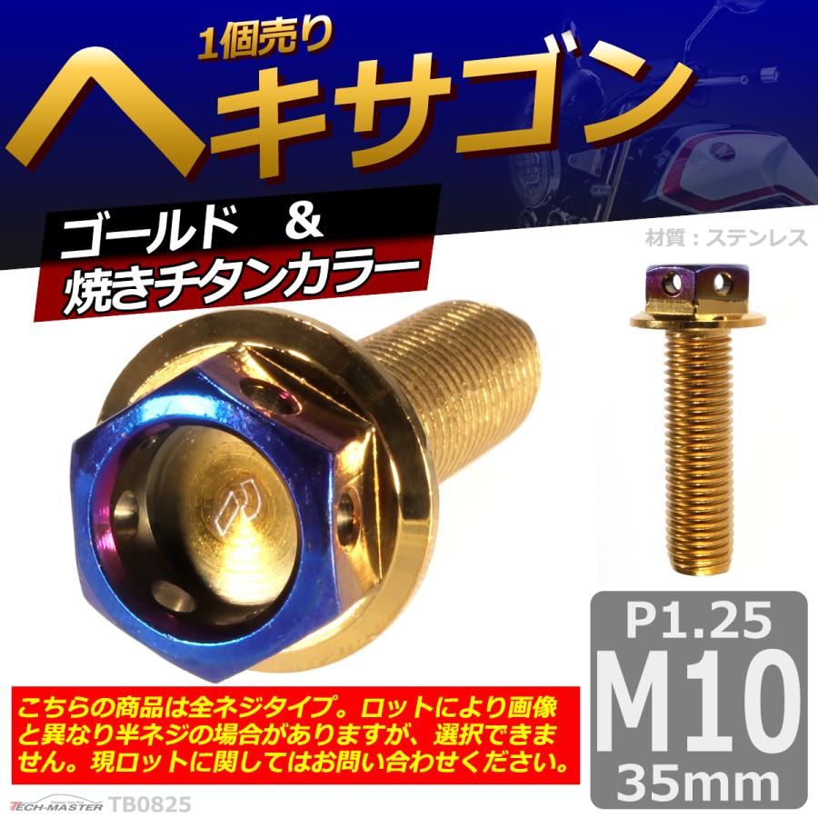 六角ボルト M10×35mm P1.25 ヘキサゴン ステンレス ゴールド＆焼きチタンカラー 1個 TB0825 | ブランド登録なし | 01