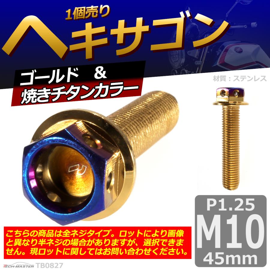 六角ボルト M10×45mm P1.25 ヘキサゴン ステンレス ゴールド＆焼きチタンカラー 1個 TB0827 | ブランド登録なし | 01