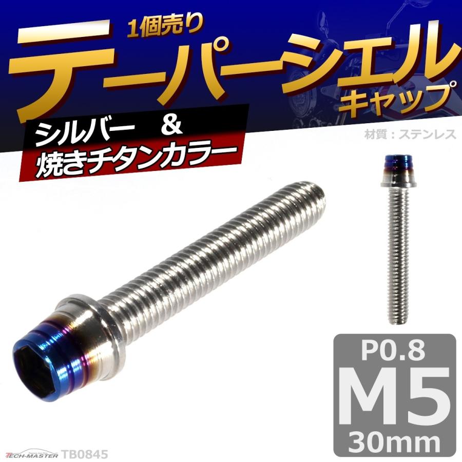 キャップボルト M5×30mm P0.8 テーパーシェル ステンレス シルバー＆焼きチタンカラー 1個 TB0845 | ブランド登録なし | 01
