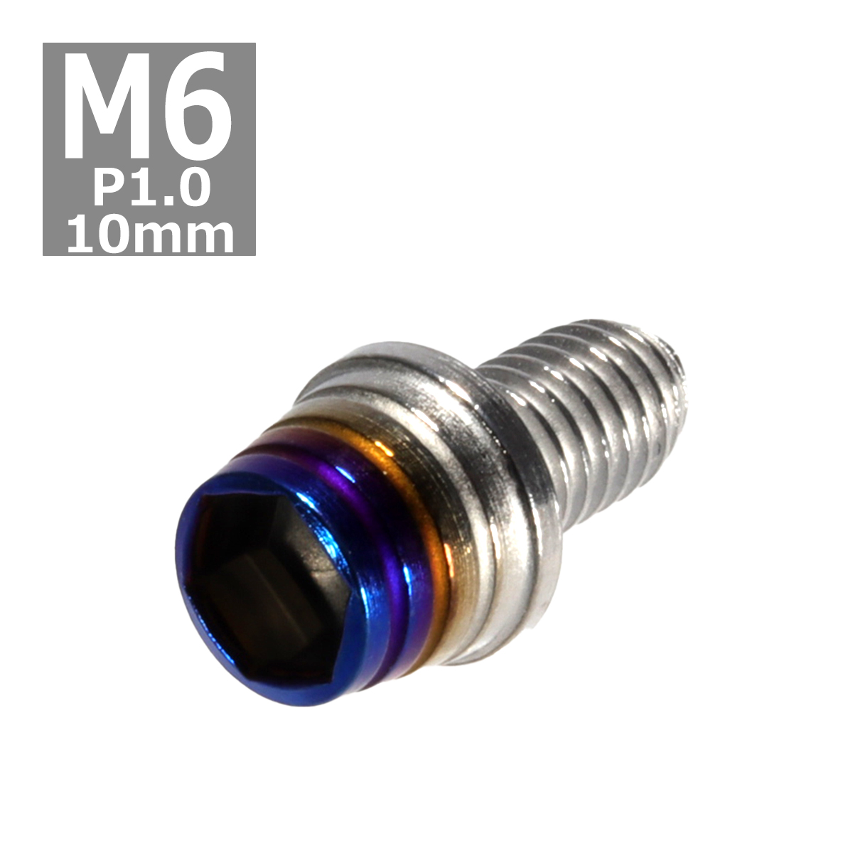 キャップボルト M6×10mm P1.0 テーパーシェル ステンレス シルバー＆焼きチタンカラー 1個 TB0847 | ブランド登録なし