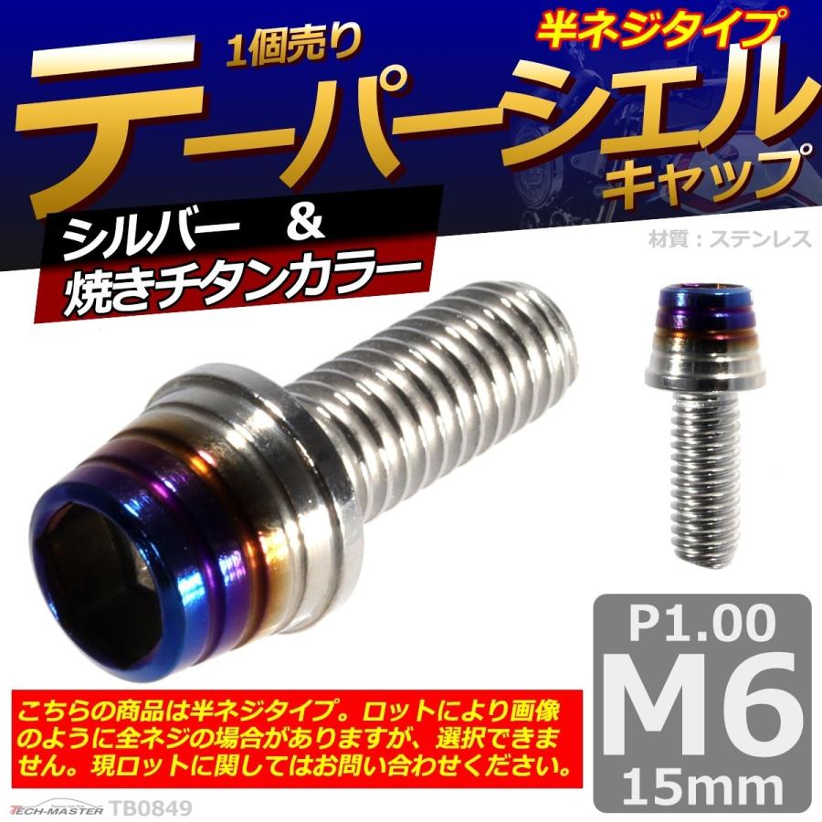 キャップボルト M6×15mm P1.0 テーパーシェル ステンレス シルバー＆焼きチタンカラー 1個 TB0849 | ブランド登録なし | 01