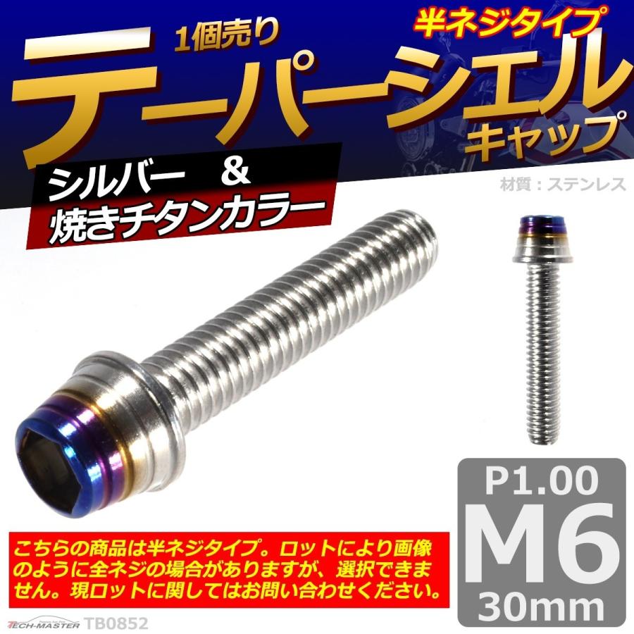 キャップボルト M6×30mm P1.0 テーパーシェル ステンレス シルバー＆焼きチタンカラー 1個 TB0852 | ブランド登録なし | 01