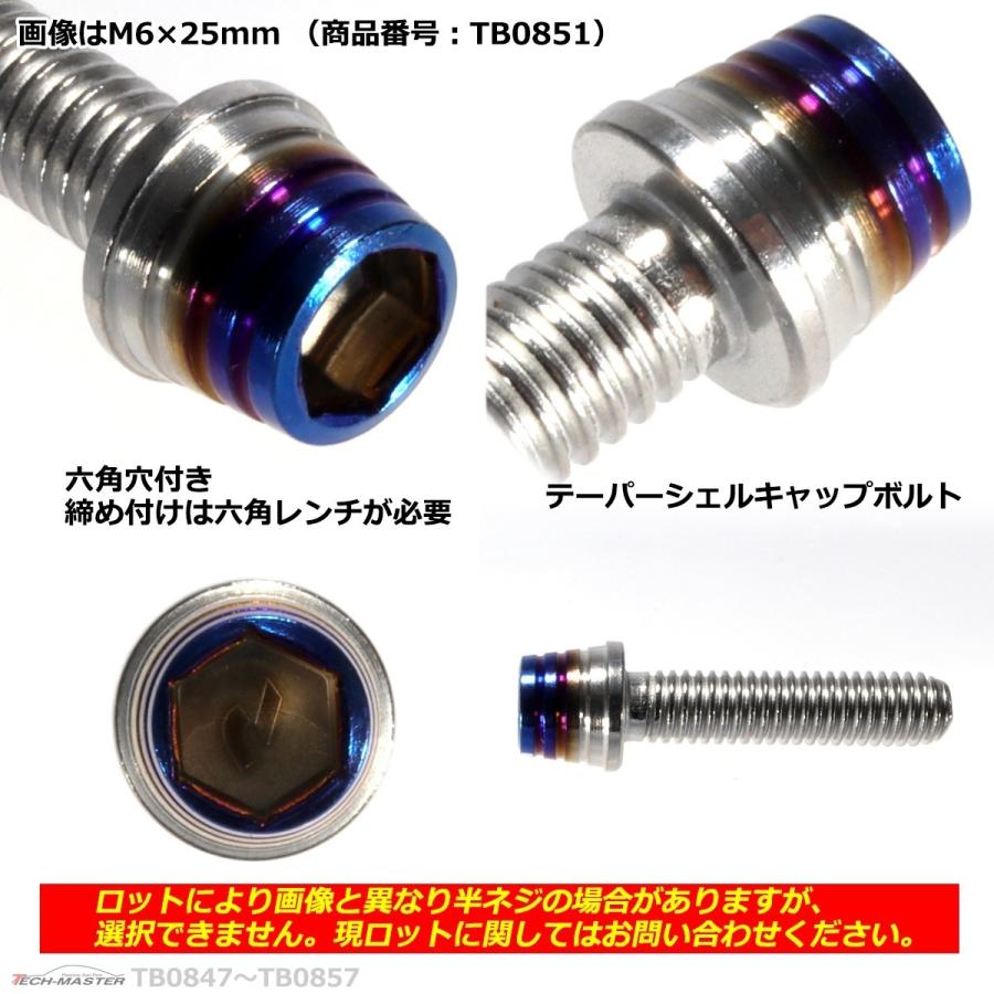 キャップボルト M6×30mm P1.0 テーパーシェル ステンレス シルバー＆焼きチタンカラー 1個 TB0852 | ブランド登録なし | 02