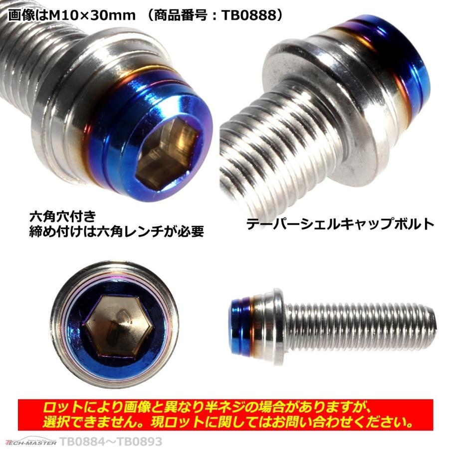 キャップボルト M10×30mm P1.25 テーパーシェル ステンレス シルバー＆焼きチタンカラー 1個 TB0888 | ブランド登録なし | 02