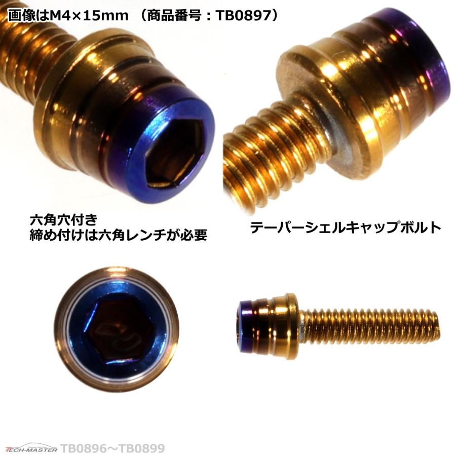 キャップボルト M4×12mm P0.7 テーパーシェル ステンレス ゴールド＆焼きチタンカラー 1個 TB0896 | ブランド登録なし | 02