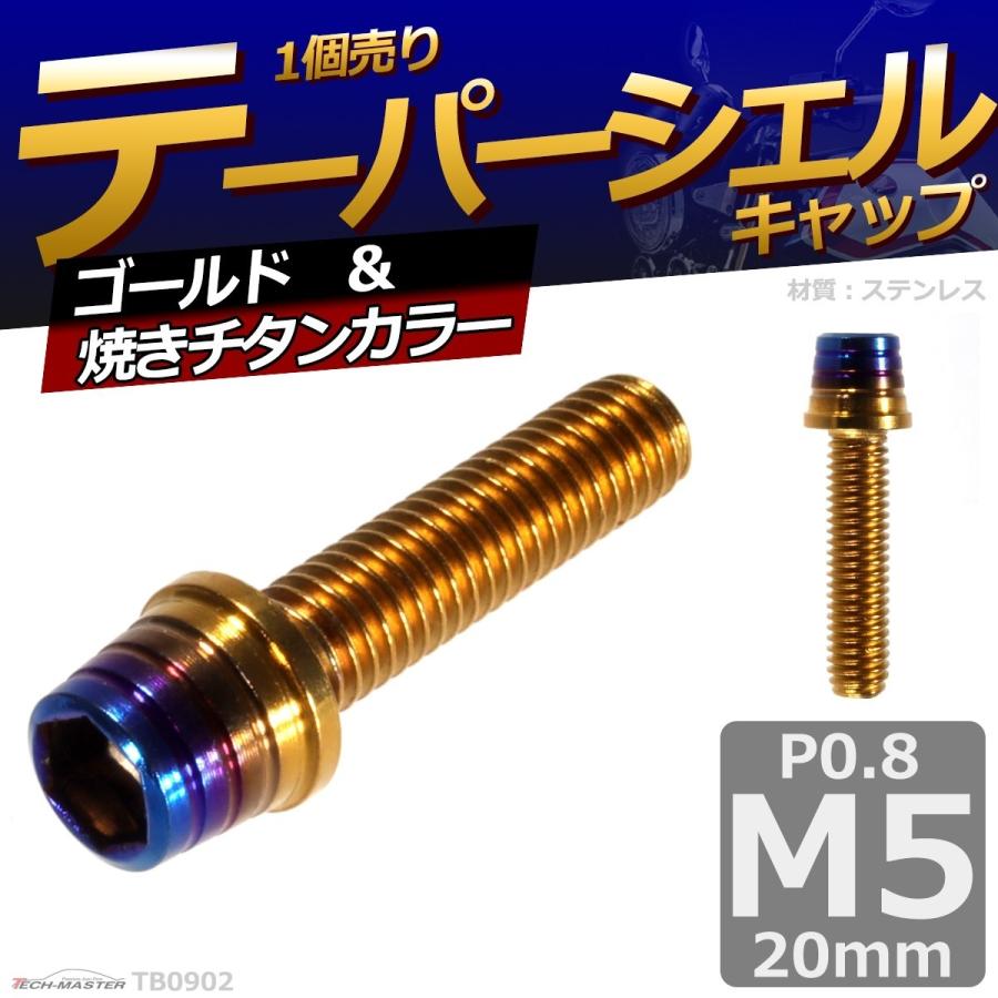 キャップボルト M5×20mm P0.8 テーパーシェル ステンレス ゴールド＆焼きチタンカラー 1個 TB0902 | ブランド登録なし | 01