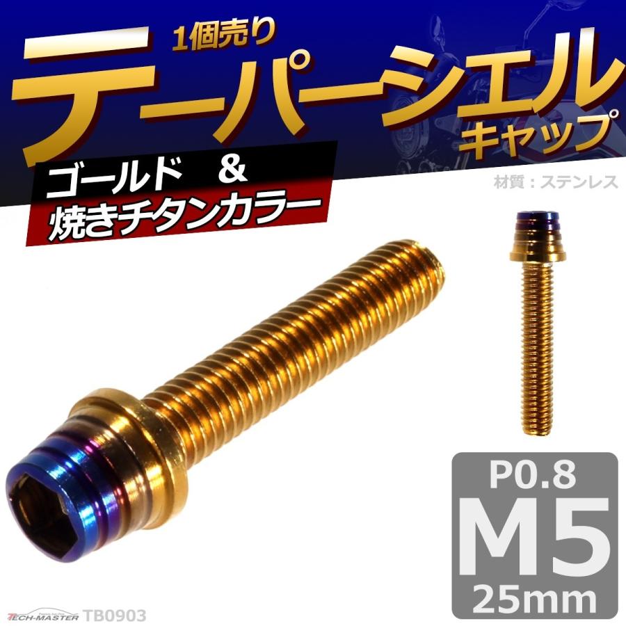 キャップボルト M5×25mm P0.8 テーパーシェル ステンレス ゴールド＆焼きチタンカラー 1個 TB0903 | ブランド登録なし | 01