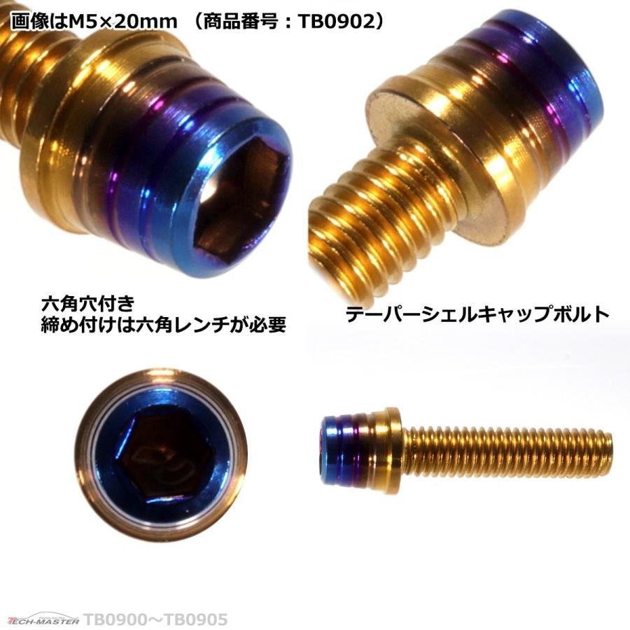 キャップボルト M5×25mm P0.8 テーパーシェル ステンレス ゴールド＆焼きチタンカラー 1個 TB0903 | ブランド登録なし | 02