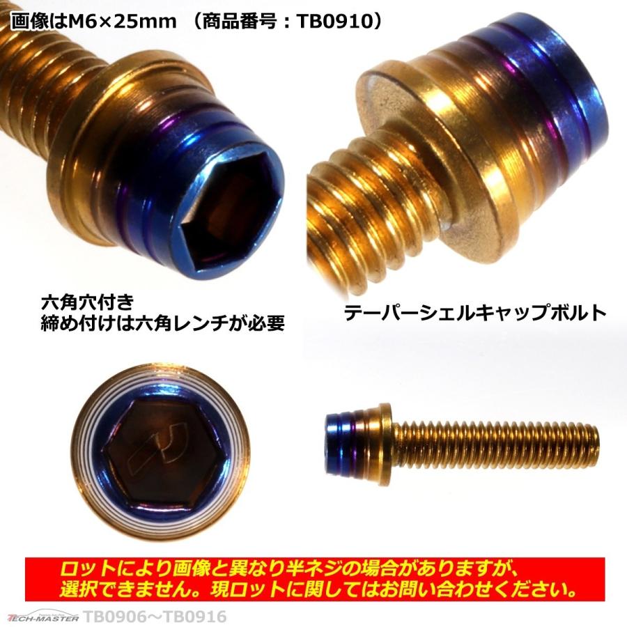 キャップボルト M6×35mm P1.0 テーパーシェル ステンレス ゴールド＆焼きチタンカラー 1個 TB0912 | ブランド登録なし | 02