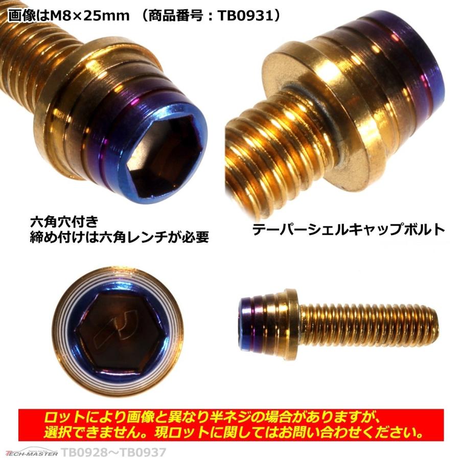 キャップボルト M8×40mm P1.25 テーパーシェル ステンレス ゴールド＆焼きチタンカラー 1個 TB0934 | ブランド登録なし | 02