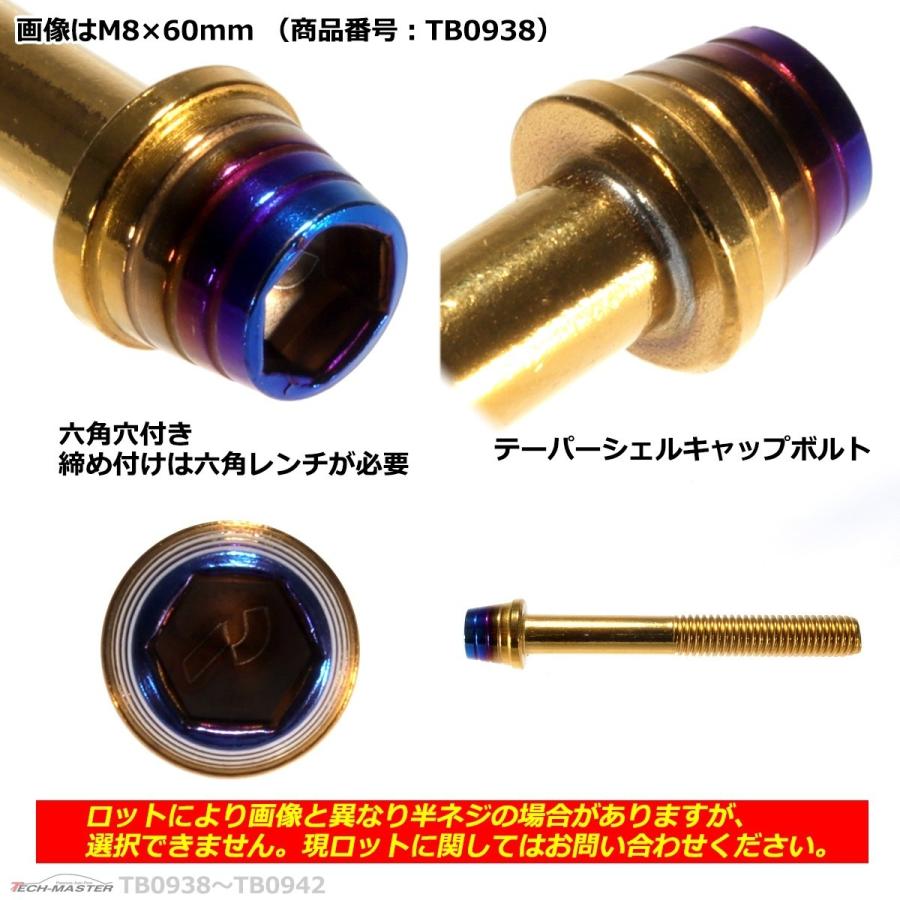 キャップボルト M8×65mm P1.25 テーパーシェル ステンレス ゴールド＆焼きチタンカラー 1個 TB0939 | ブランド登録なし | 02