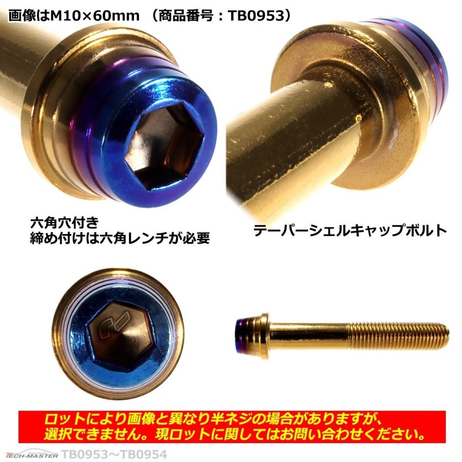 キャップボルト M10×65mm P1.25 テーパーシェル ステンレス ゴールド＆焼きチタンカラー 1個 TB0954 | ブランド登録なし | 02