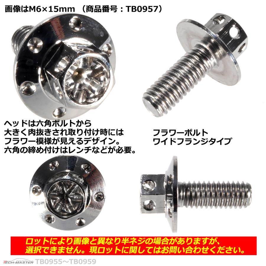 六角ボルト M6×20mm P1.0 フラワーヘッド ワイドフランジ ステンレス シルバー 1個 TB0958 | ブランド登録なし | 02