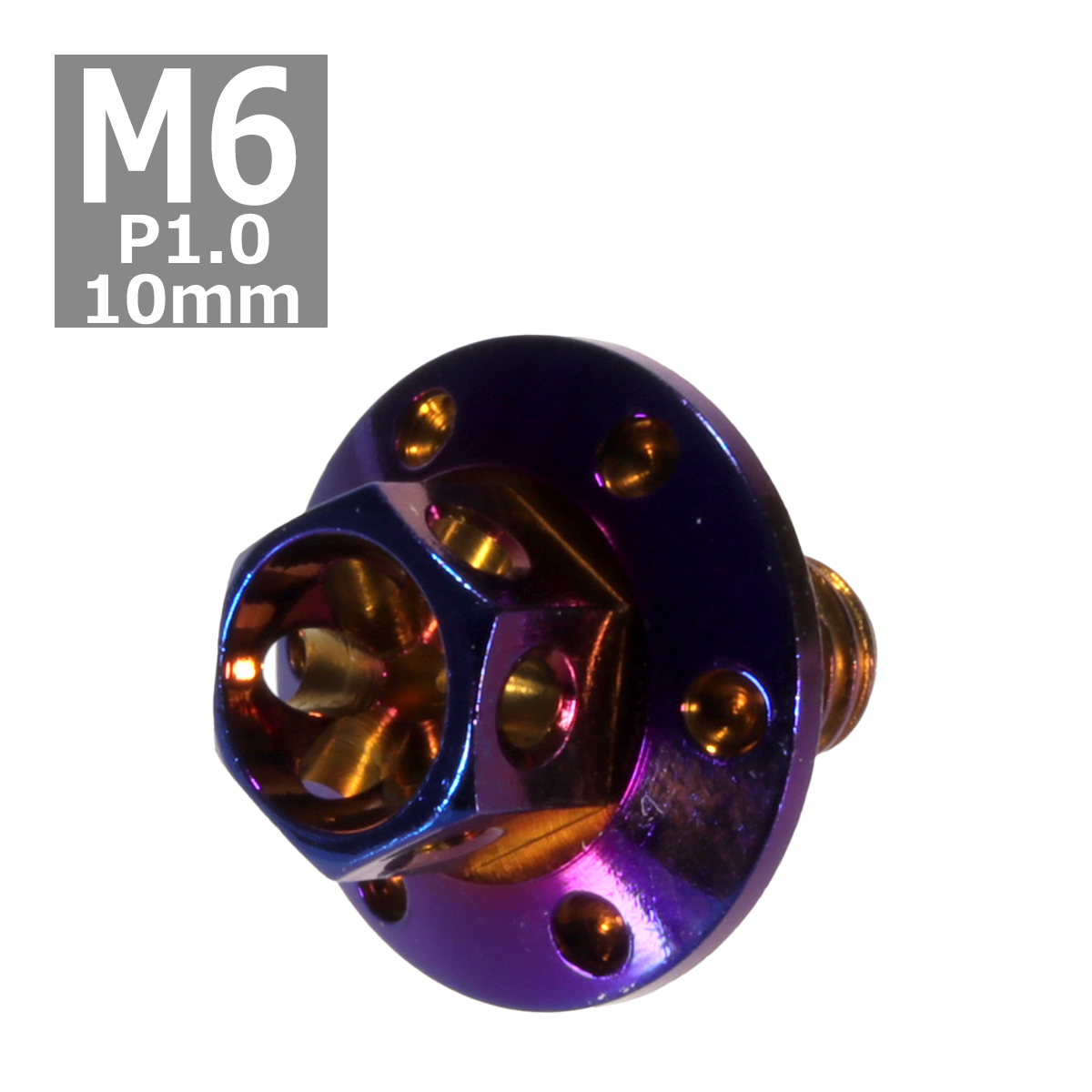 六角ボルト M6×10mm P1.0 フラワーヘッド ワイドフランジ ステンレス 焼きチタンカラー 1個 TB0965 | ブランド登録なし