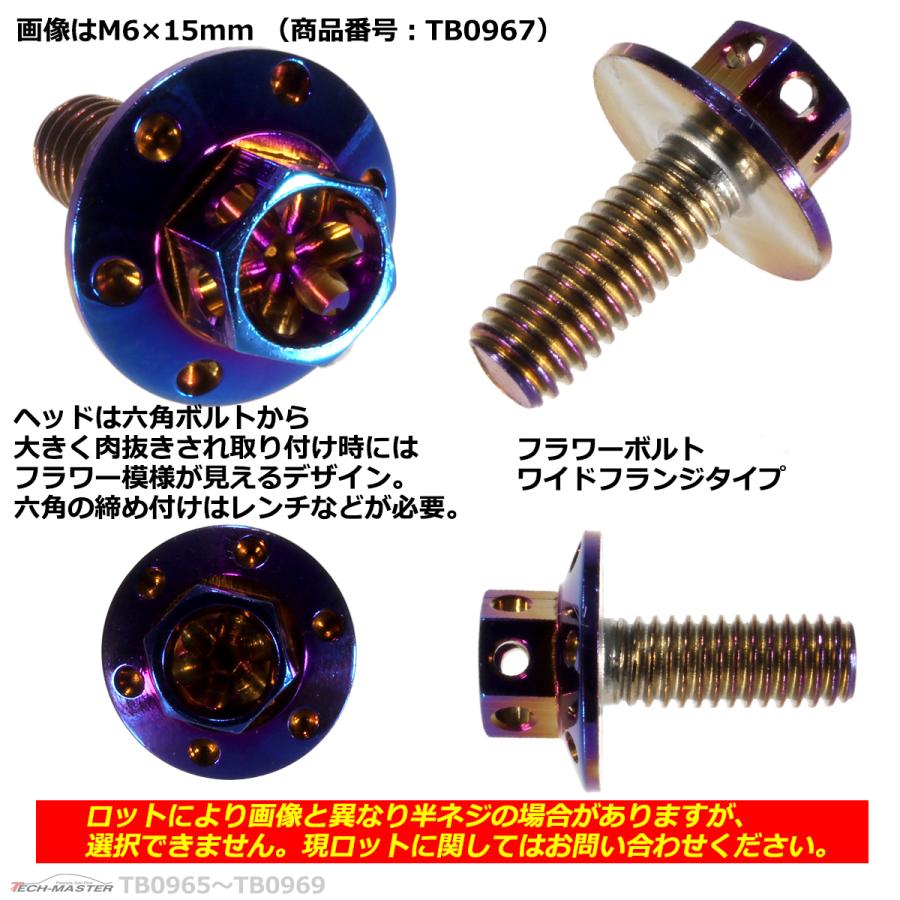 六角ボルト M6×20mm P1.0 フラワーヘッド ワイドフランジ ステンレス 焼きチタンカラー 1個 TB0968 | ブランド登録なし | 02