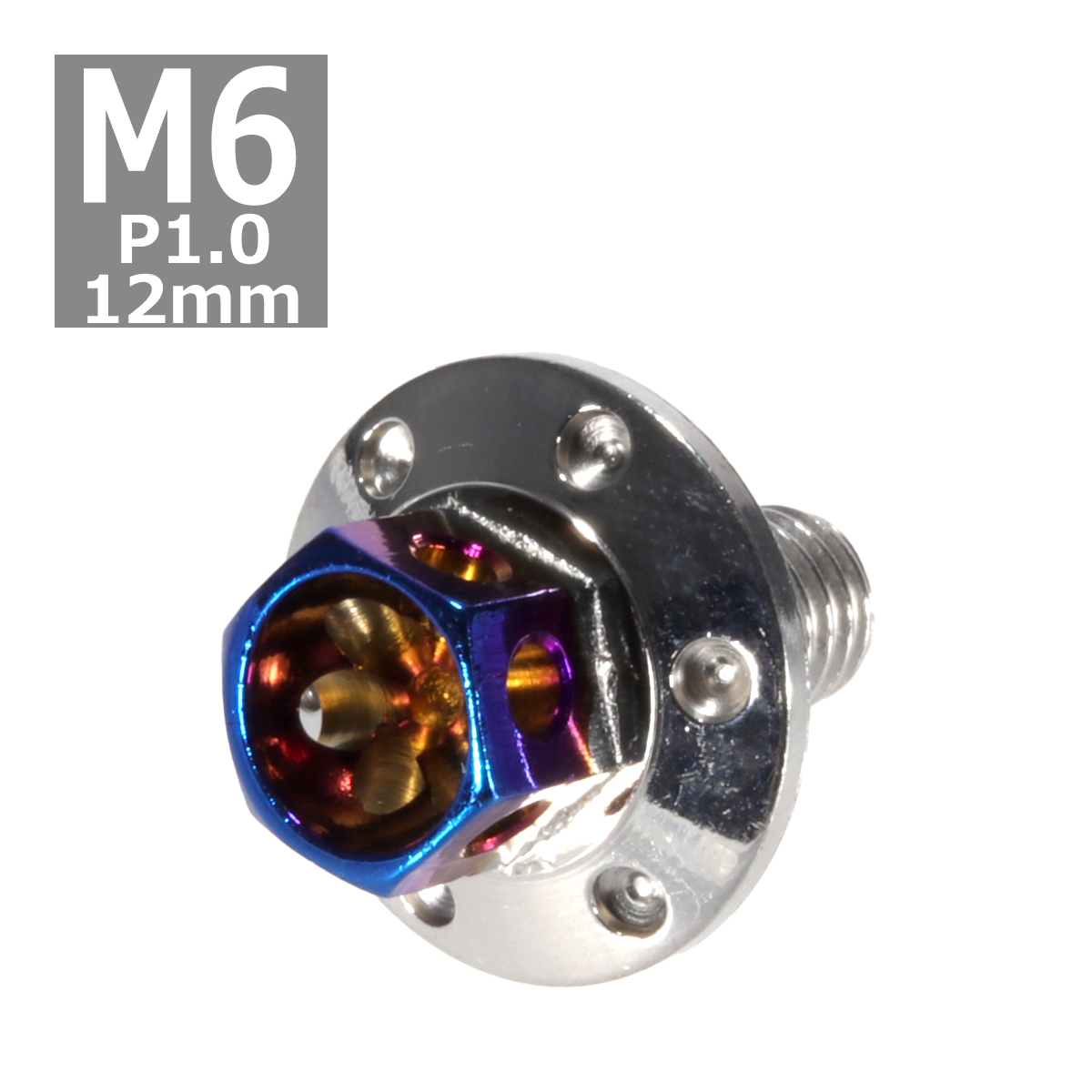 六角ボルト M6×12mm P1.0 フラワーヘッド ワイドフランジ ステンレス シルバー＆焼きチタンカラー 1個 TB0971 | ブランド登録なし